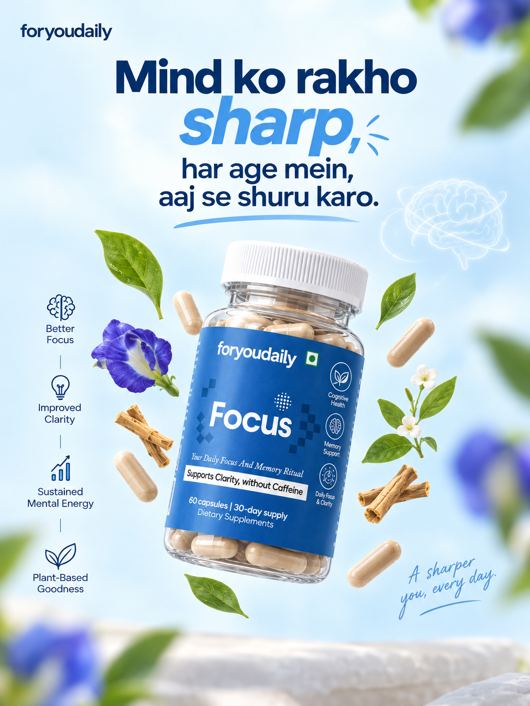Focus — Brahmi & Ashwagandha Capsules